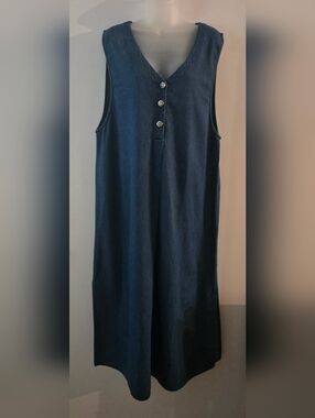 Vintage Brett Alixander Denim Jumper Maxi Dress Sz 16 Euc
